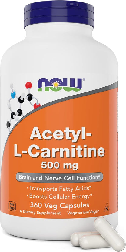 NOW Foods Acetil L-Carnitina 500 mg, 360 – Forma altamente biodisponible: Acetil-L-carnitina (ALC) pura al 99%. – Image 1
