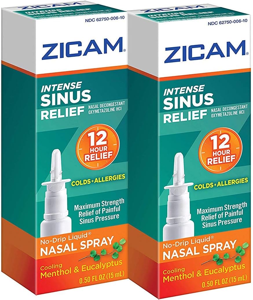 Zicam Intense Sinus Relief Spray Nasal Sin Drip, 0.5 oz (Pack de 2)