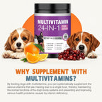 24 en 1 Vitaminas y Suplementos para Perros 200 Comprimidos Masticables con Condroitina, Probióticos, Omega-3, Glucosamina – Sabor Pollo