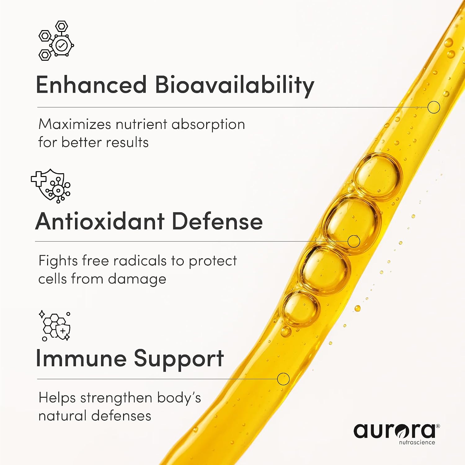 Aurora Nutrascience Vitamina C Liposomal Líquida - 3000 mg por Dosis, 10 Sobres Individuales, Sabor Naranja, Sin Azúcar, Vegano, Sin Gluten, No-GMO