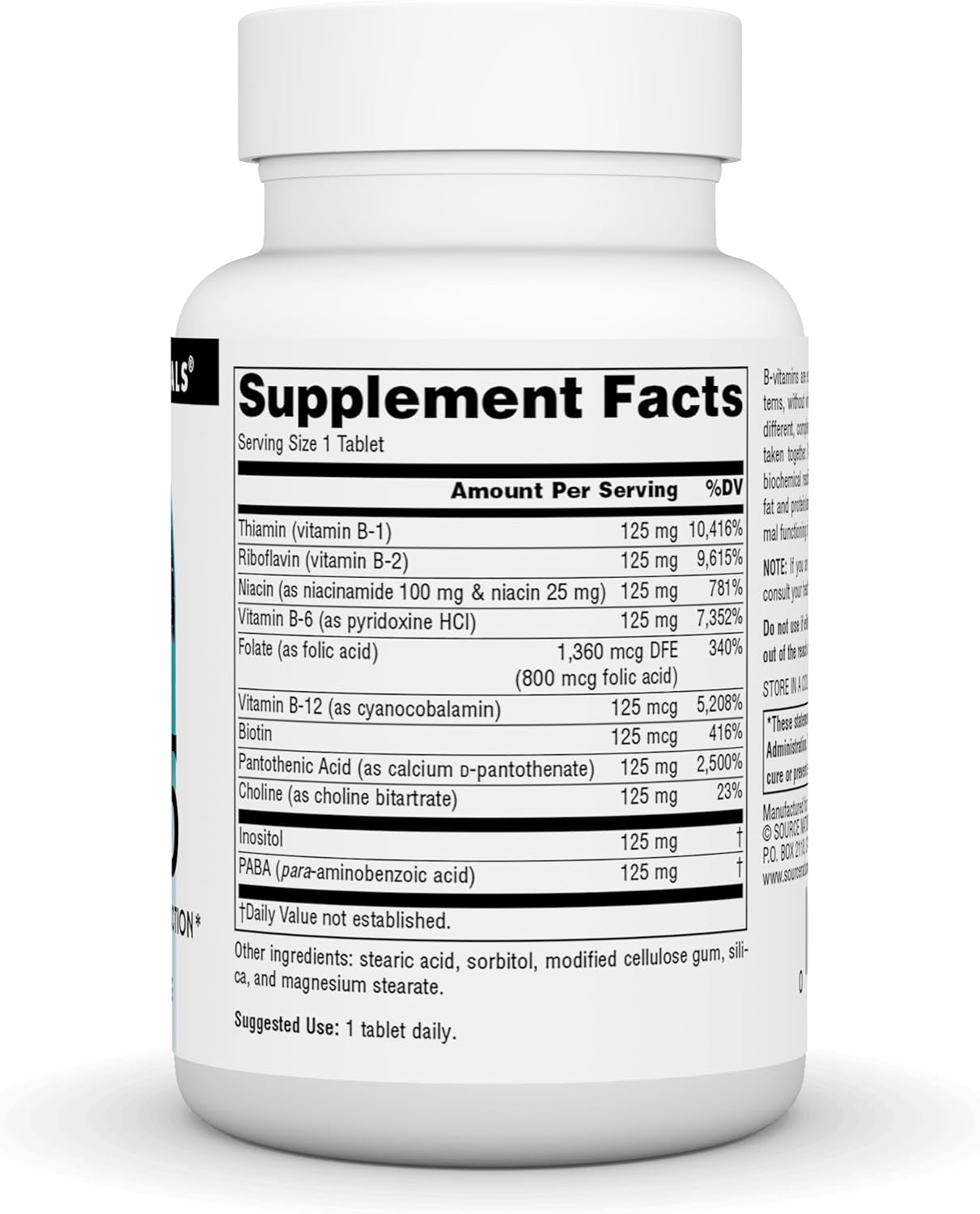 Source Naturals B-125, Complejo B de 125 mg para Apoyo Energético - 30 Comprimidos