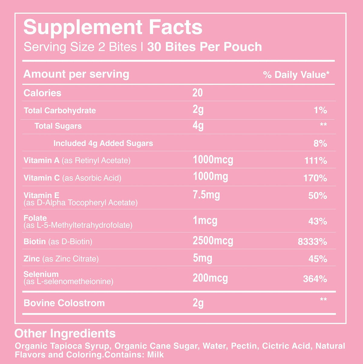 Pretty Thing Colostrum Bites para Mujer – 1g – Folato: Contribuye al funcionamiento normal del sistema inmunitario. – Image 6