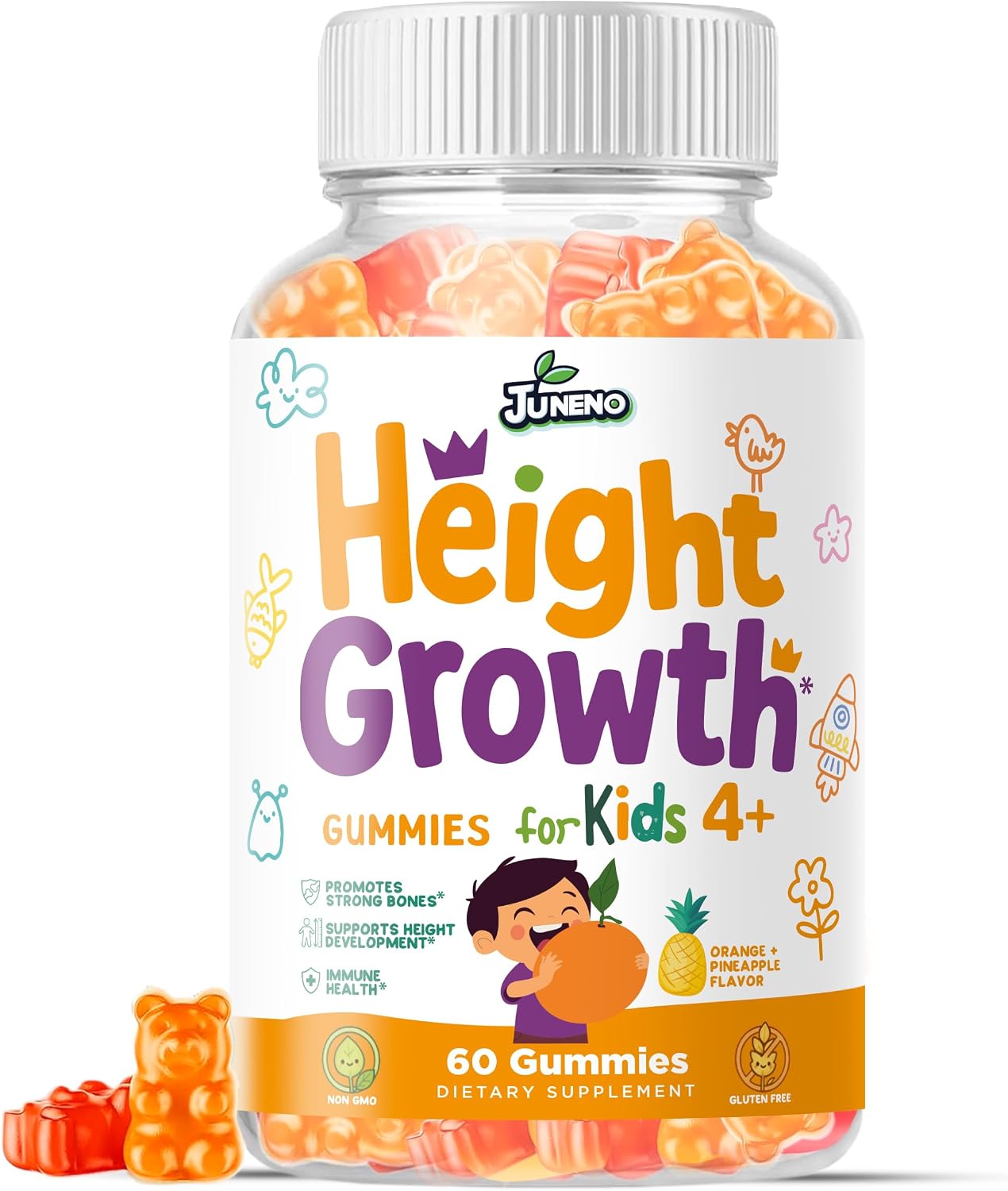 Juneno Gominolas de Vitaminas para el Crecimiento - Suplemento Multivitamínico para Adolescentes