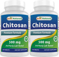 Best Naturals Quitosano 500 mg, 120 Comprimidos (Paquete de 2)