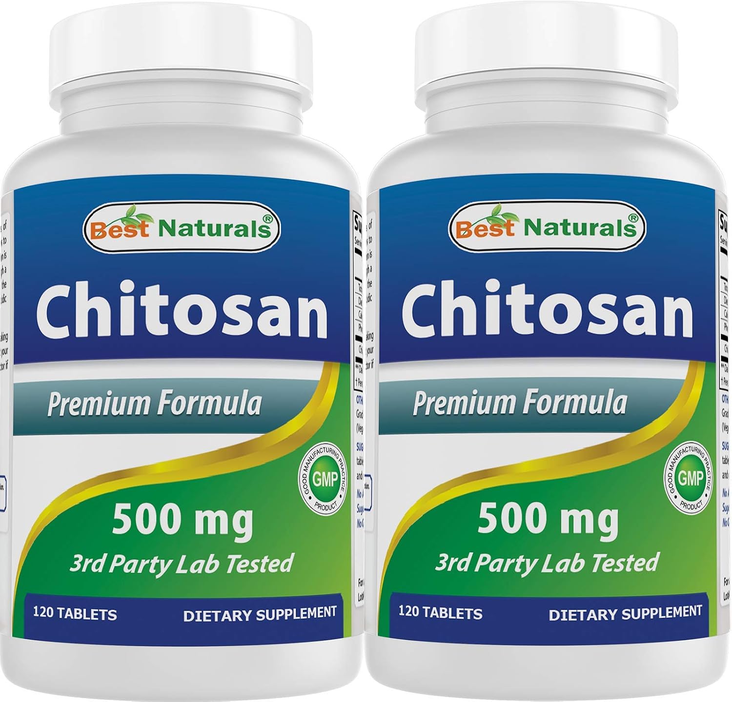 Best Naturals Quitosano 500 mg, 120 Comprimidos (Paquete de 2)