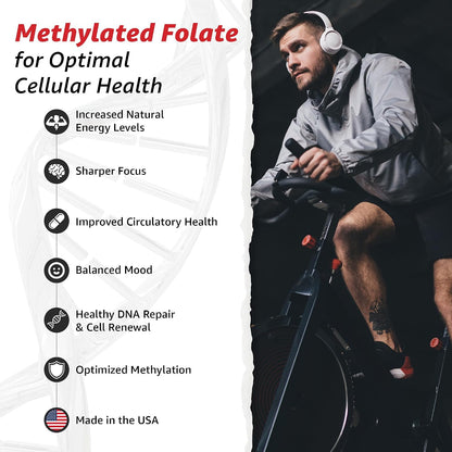 10X Health 5-MTHF Metilfolato con Magnesio - Complemento Alimenticio de Folato Metilado 60 Cápsulas