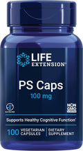 Life Extension PS Caps, Fosfatidilserina para Rendimiento Cognitivo, Sin Gluten, No-GMO, Vegetariano, 100 Cápsulas