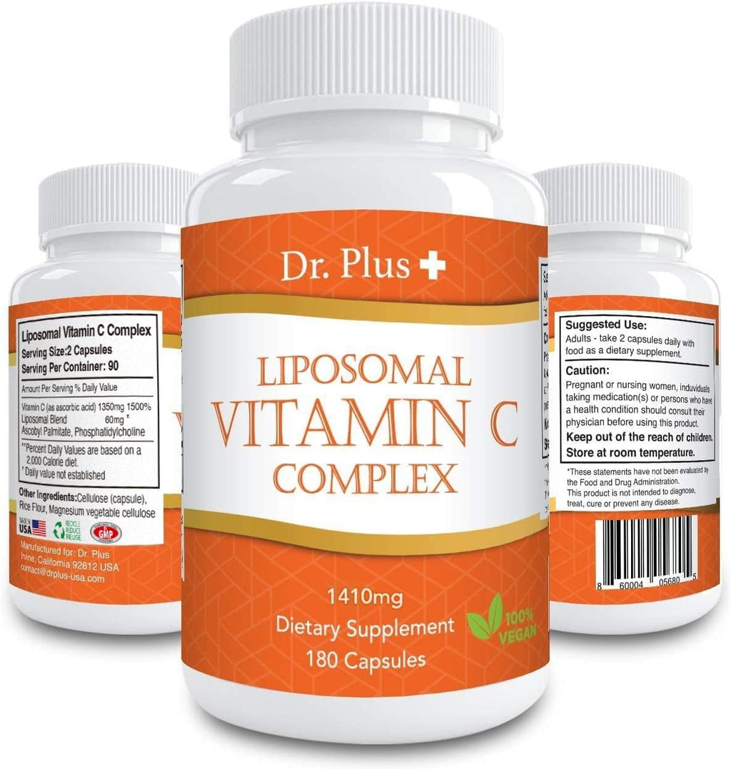Complejo de Vitamina C Liposomal 1500 mg (2 Cápsulas) - 180 Cápsulas - Dr.Plus