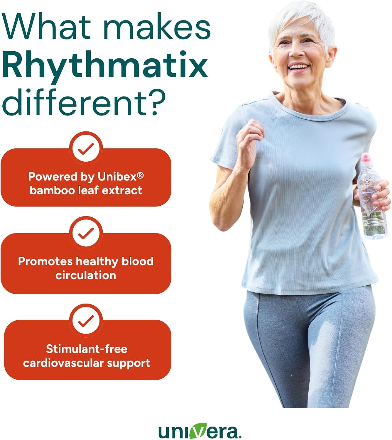 Univera Rhythmatix, Salud Cardiovascular, Circulación y Venas, Omega-3, Coenzima Q10, Vitaminas B6 y B12, 60 cápsulas blandas (30 días)
