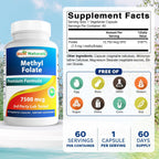 Best Naturals Metilfolato 7500 mcg - 60 Cápsulas Vegetales