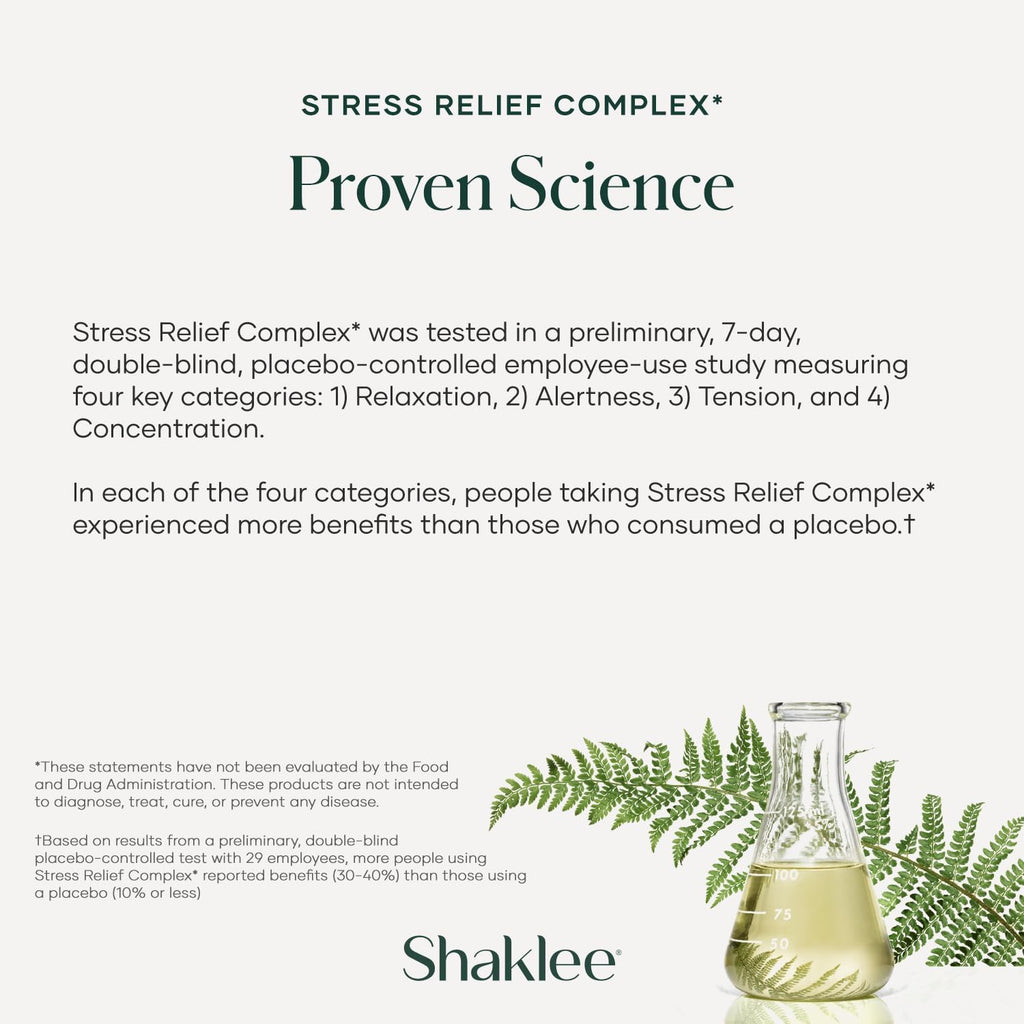 Shaklee Stress Relief Complex – Mezcla Calmante con L-teanina, Ashwagandha, Beta-sitosterol y L-tirosina – Apoyo para la Relajación sin Somnolencia – 30 Comprimidos