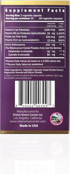 Vision Smart Supreme - Suplemento ocular superior con antocianinas de grosella negra (210mg)