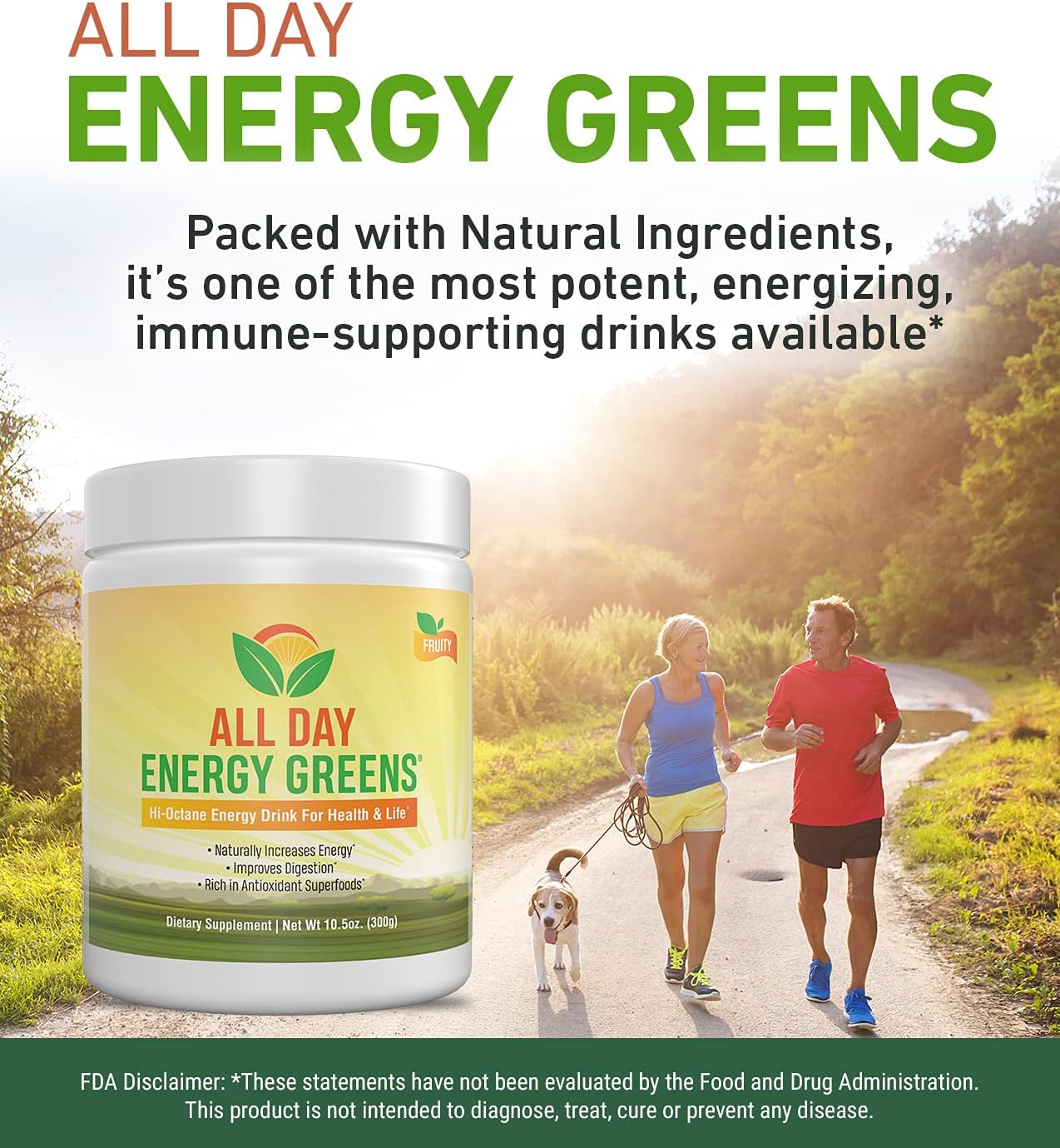 IVL - All Day Energy Greens - Superfood Green Powder Blend, Fruity Flavor