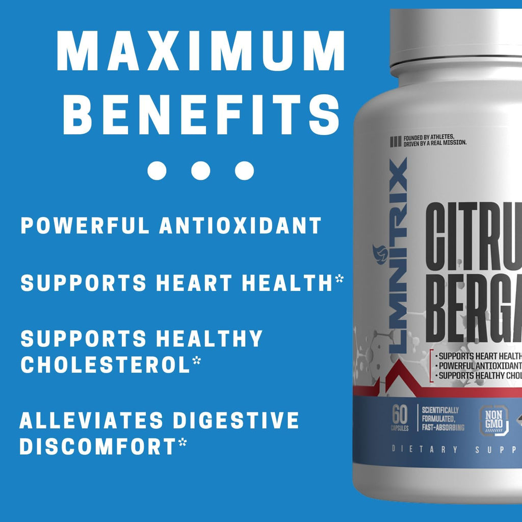 LMNITRIX Bergamota Cítrica 1200 mg - 60 Cápsulas - Vegano, Sin Gluten