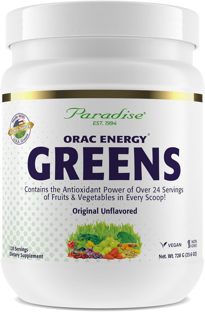 Paradise Herbs, ORAC Energy Greens Powder - – Espirulina y chlorella: algas ricas en proteínas, clorofila y – Image 1