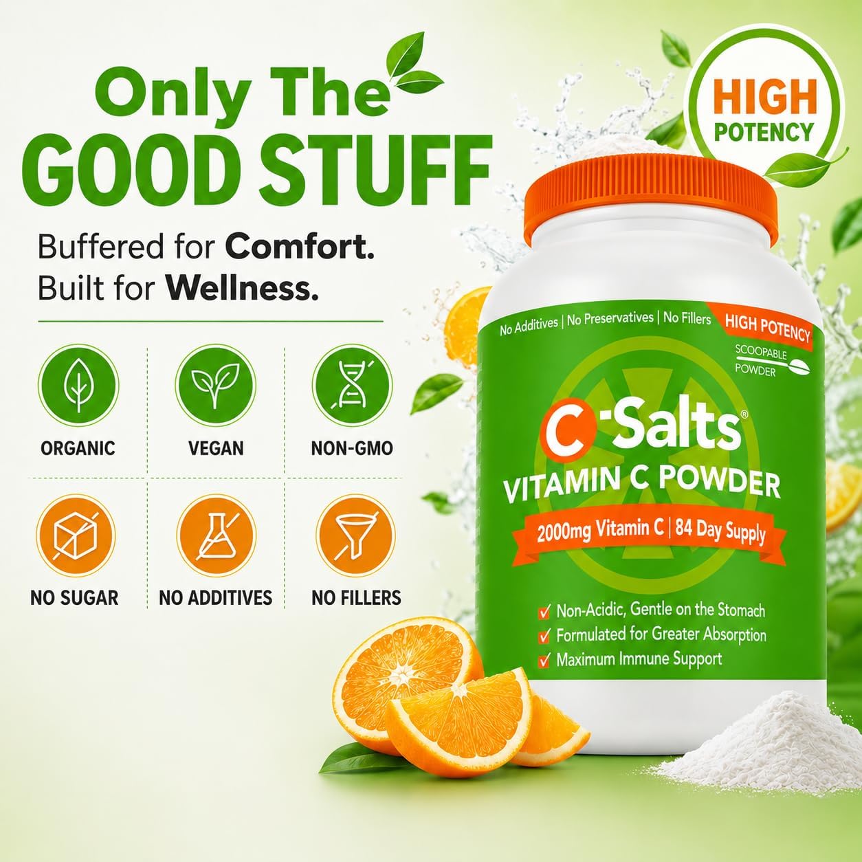 C-Salts Vitamina C en Polvo Bufferizada - 26 oz (735 g) - 272 Porciones