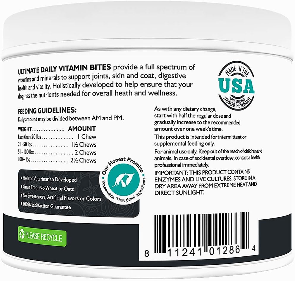 Only Natural Pet Ultimate Daily Vitamins - Complete Multivitamin Supplement for Dogs Balanced Health & Vitality - Senior Small & Large Canine Food Immune Digestive Support -60 Soft Chews (Pack of 1)