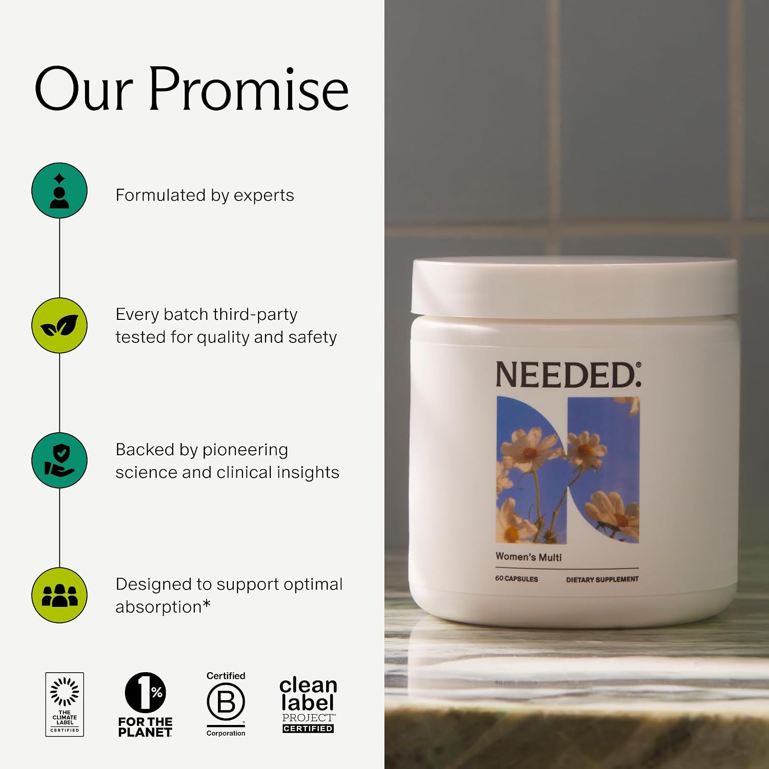 Needed. Multivitamínico para Mujeres con 22 Vitaminas, Minerales y Antioxidantes