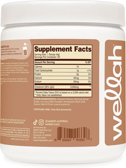 Wellah Colostrum Sabor Crema de Coco (50 Dosis) - Endulzado con Stevia, 3g de Colostro por Dosis, Complemento Alimenticio – Image 4