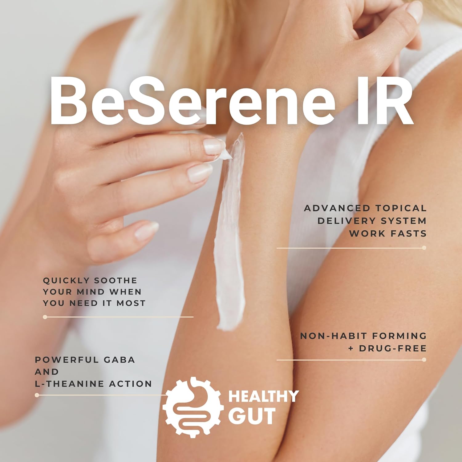 Healthy Gut BeSerene IR Crema Tópica de Alivio Instantáneo con GABA y L-Teanina, 54g