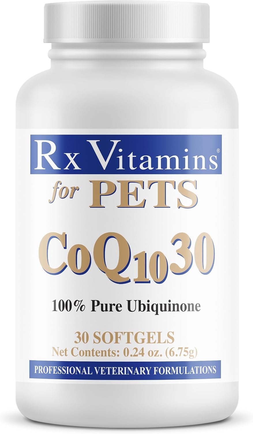 Rx Vitamins for Pets COQ10-30 for Dogs and Cats - Pharmaceutical Grade Ubiquinone - 30 Softgels