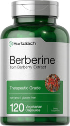 Horbäach Berberine HCl 500 mg | 120 Cápsulas Vegetarianas | Suplemento de Extracto de Agracejo