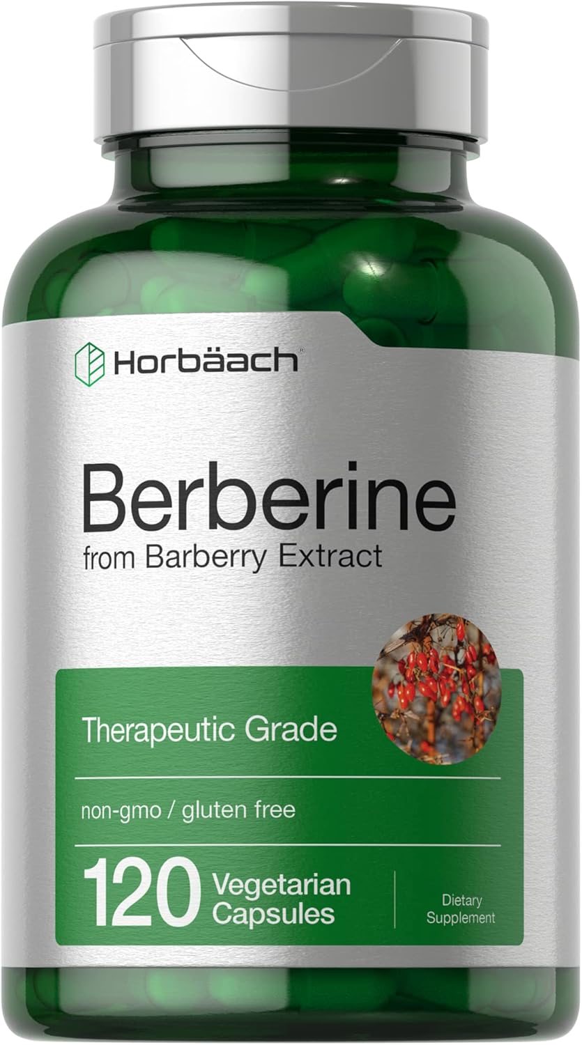 Horbäach Berberine HCl 500 mg | 120 Cápsulas Vegetarianas | Suplemento de Extracto de Agracejo