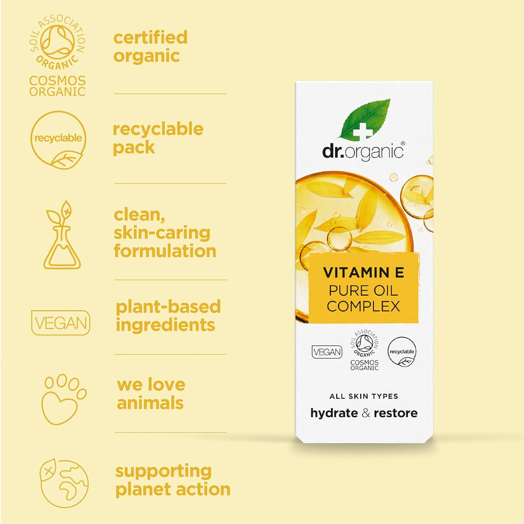Dr. Organic Vitamin E Pure Oil Complex - Aceite Corporal Orgánico con Vitamina E y Aceites Naturales (50 ml)