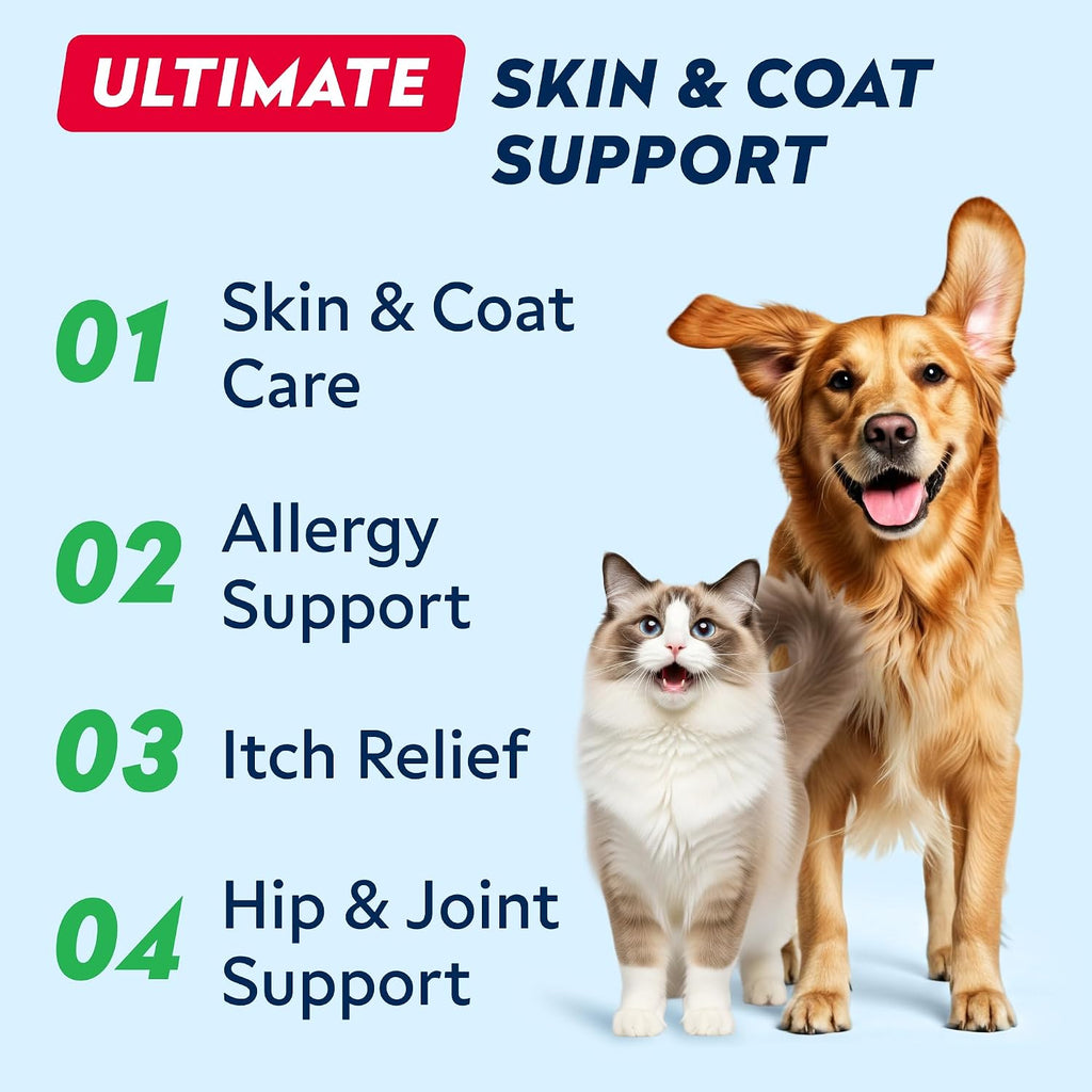StrellaLab Aceite de Salmón para Perros y Gatos - Omega 3 EPA y DHA - 2 Envases de 946 ml