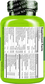 NATURELO Multivitamínico Diario para Hombres con Vitaminas, Minerales y Alimentos Integrales Orgánicos - 240 Cápsulas Vegetarianas