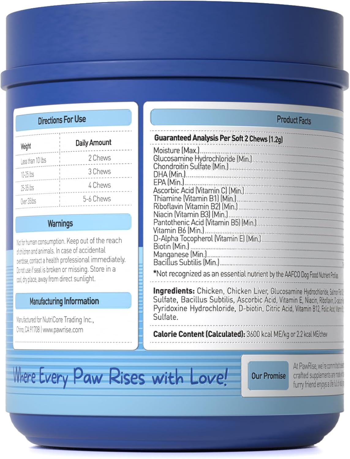 PawRise Multivitamínico Liofilizado para Perros - Probióticos, Glucosamina, Omega-3 - 200 Masticables