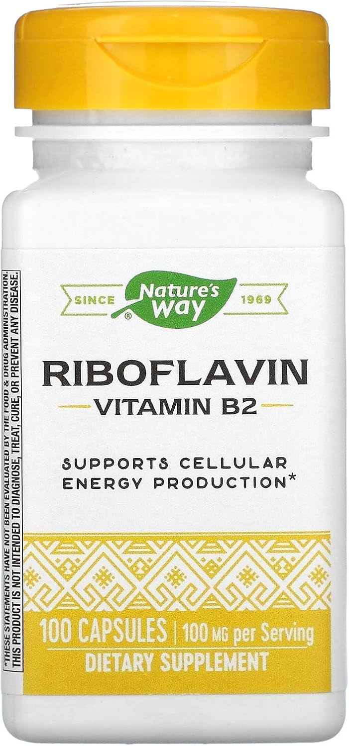 Nature's Way Vitamina B2, 100 mg Riboflavina, 200 Cápsulas