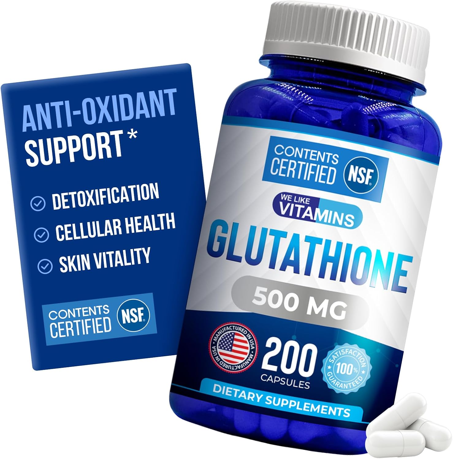 We Like Vitamins | Glutatión 500mg | 200 Cápsulas | Certificado NSF