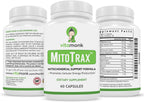 VitaMonk MitoTrax - Suplemento dietético con Acetil L-Carnitina, Coenzima Q10 y BIOPQQ - 60 Cápsulas