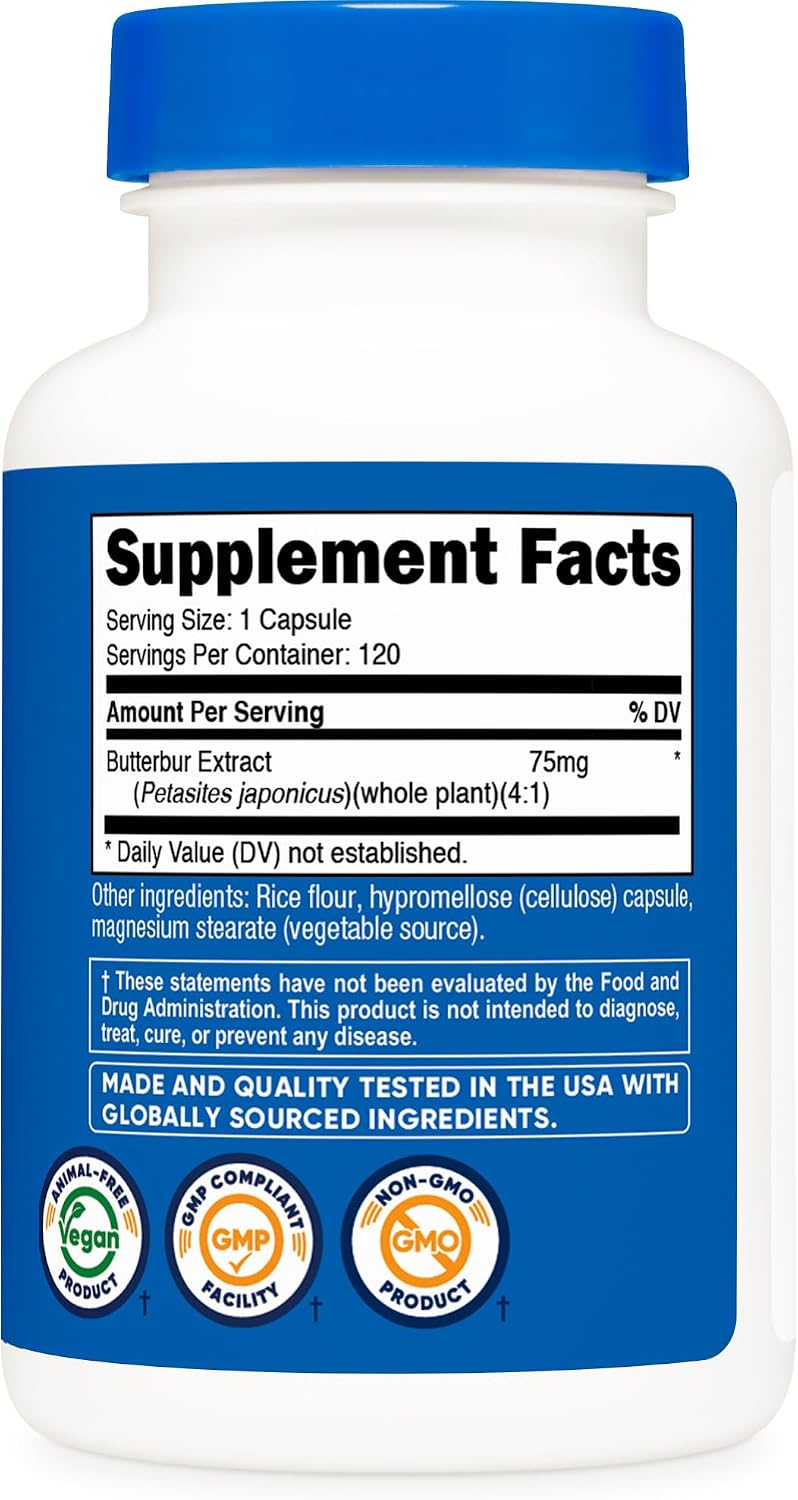 Nutricost Extracto de Petasita (Butterbur) 75mg, 120 Cápsulas Veganas