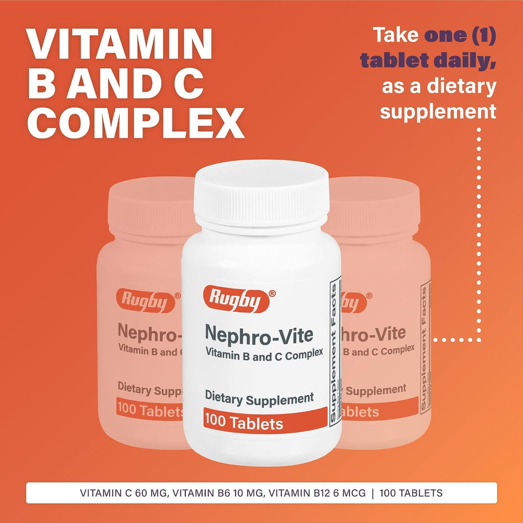 Rugby Nephro-Vite Complejo Vitamínico B y C - 100 Comprimidos
