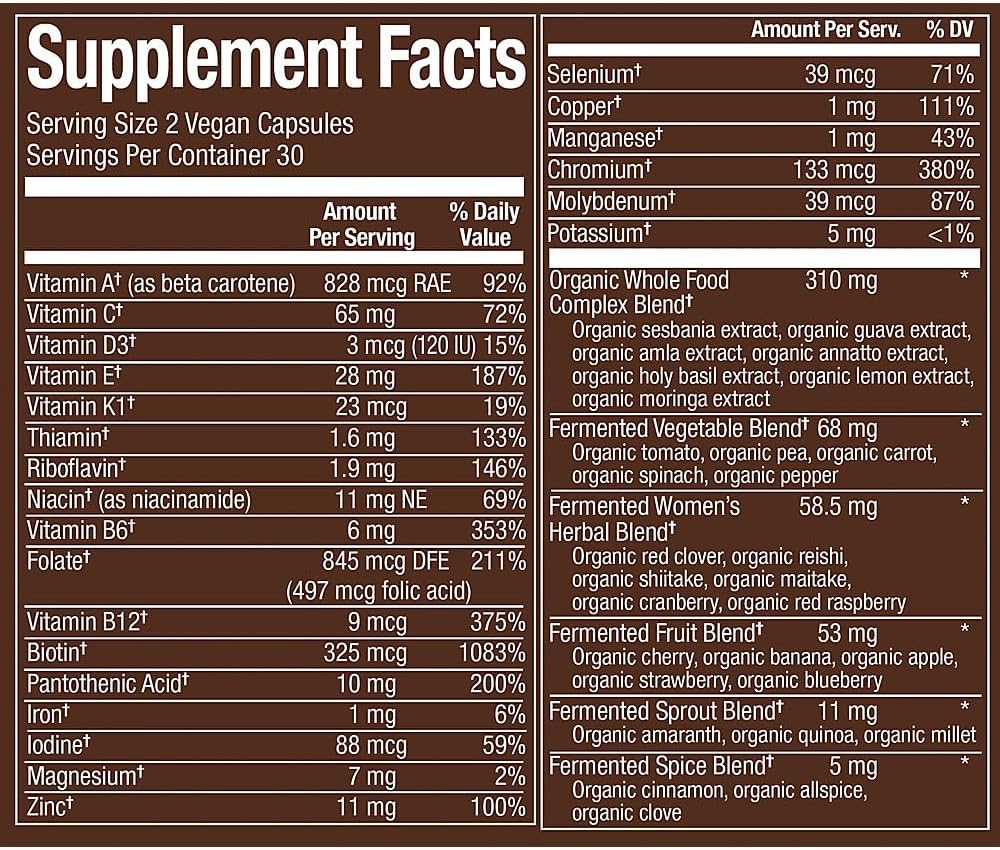 Multivitamínico Fermentado de Alimentos Integrales para Mujeres 50+ - 60 Cápsulas Veganas