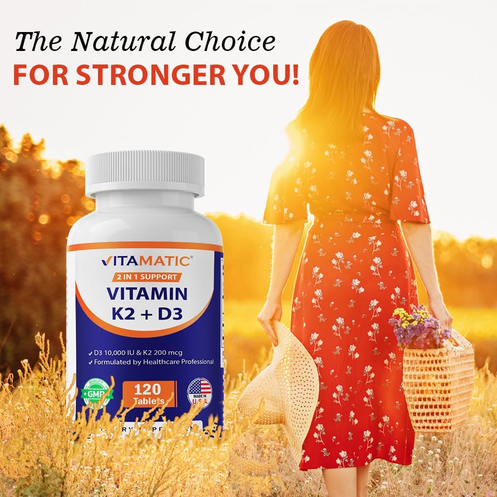 Vitamatic Vitamina D3 K2 10.000 UI + 200 mcg MK-7, 120 Comprimidos