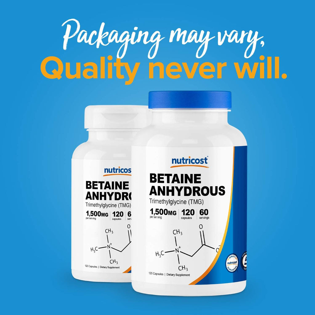 Nutricost Betaína Anhidra 1500mg, 180 Servicios (3 Botellas)