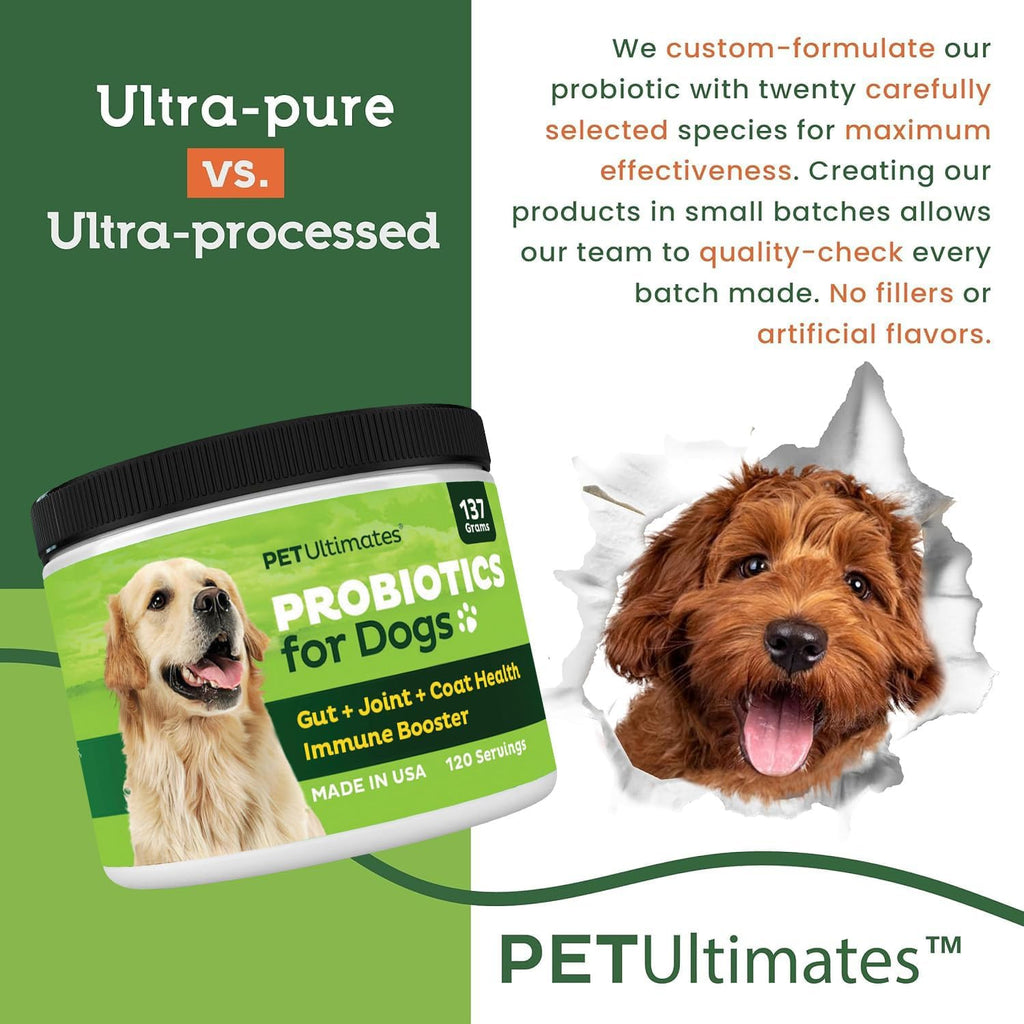 Pet Ultimates Probióticos para Perros - Polvo 137g (120 dosis)
