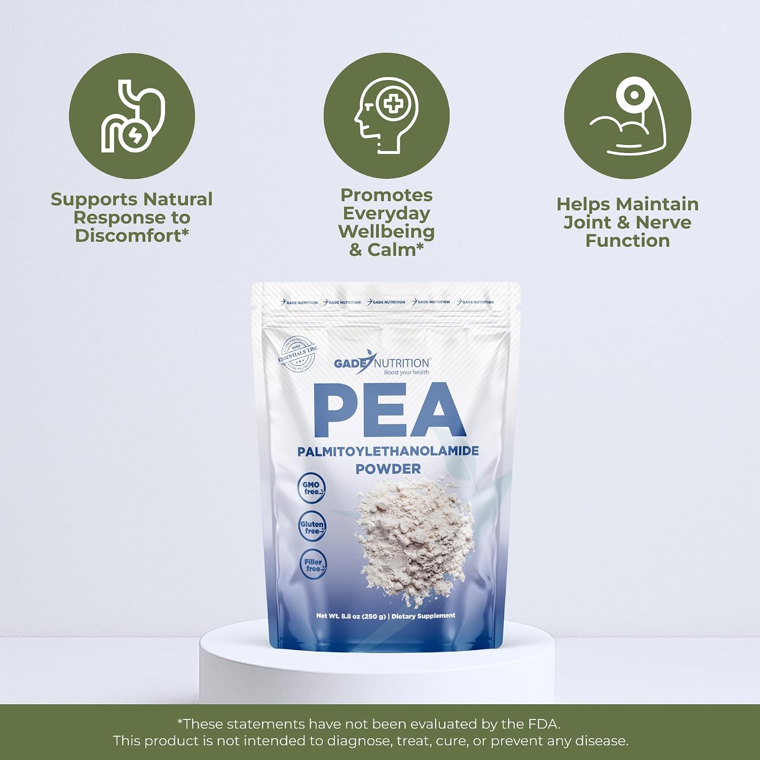 Gade Nutrition Palmitoylethanolamida (PEA) en Polvo - 250 g (8.8 oz)