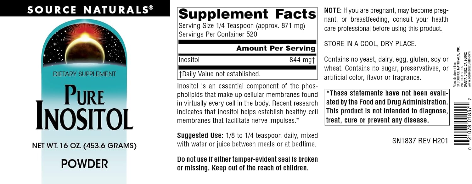 Source Naturals Inositol Puro - 454 g (16 oz) en Polvo