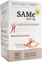 Nature's Trove SAM-e 400mg 120 Comprimidos Recubiertos Entéricos (2 Cajas de 60) - Vegano, Kosher, No-GMO, Sin Soja, Sin Gluten
