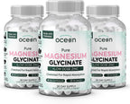 Organics Ocean Magnesio Glicinato Puro con Zinc - Suplemento de Magnesio Quelado de Máxima Potencia para Mujeres y Hombres, Ayuda contra Calambres Musculares y Favorece el Sueño - 6 Frascos