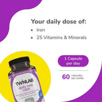 Twinlab Daily One Caps with Iron - Multivitamin for Men and Women - 60 Capsules