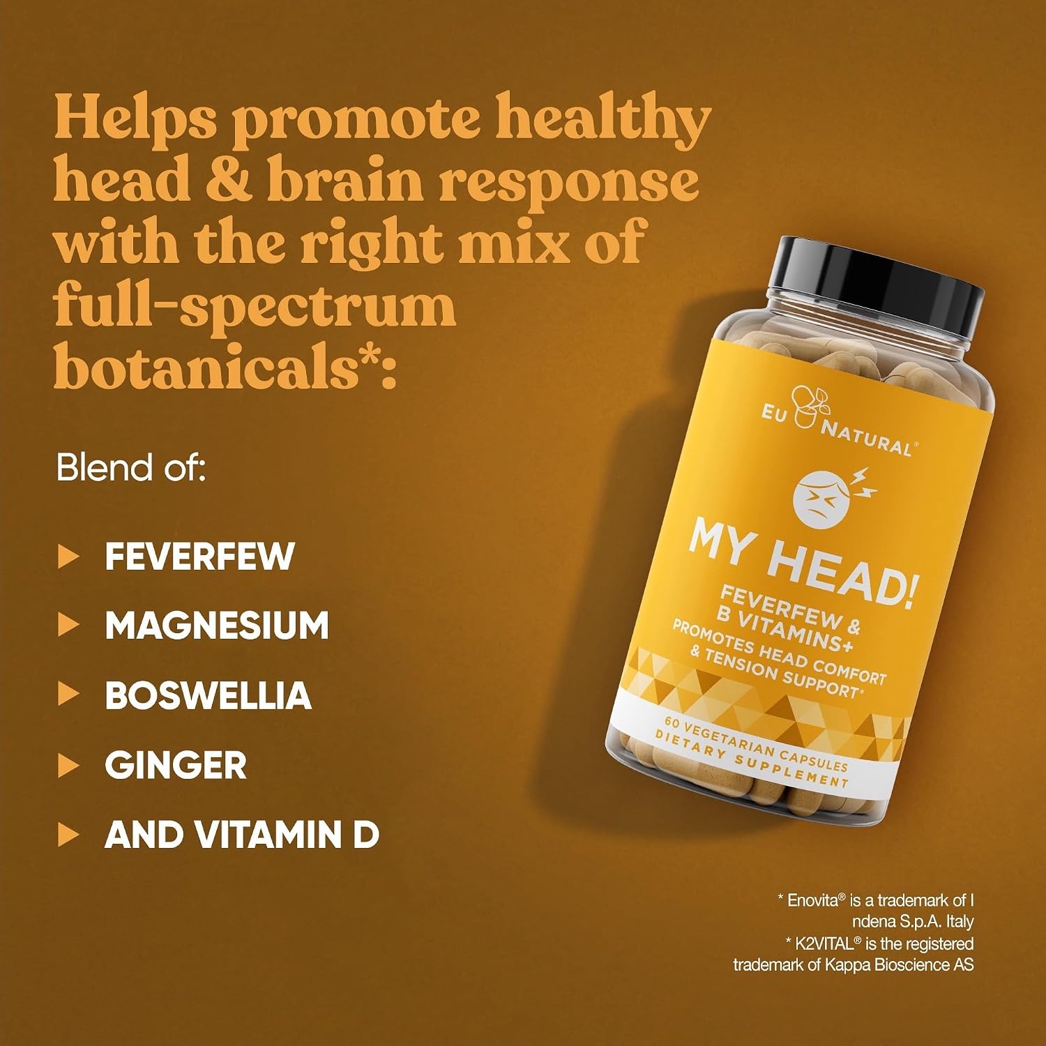 My Head! - Suplemento con Magnesio, Feverfew y Boswellia para el Bienestar de la Cabeza - 60 Cápsulas Blandas