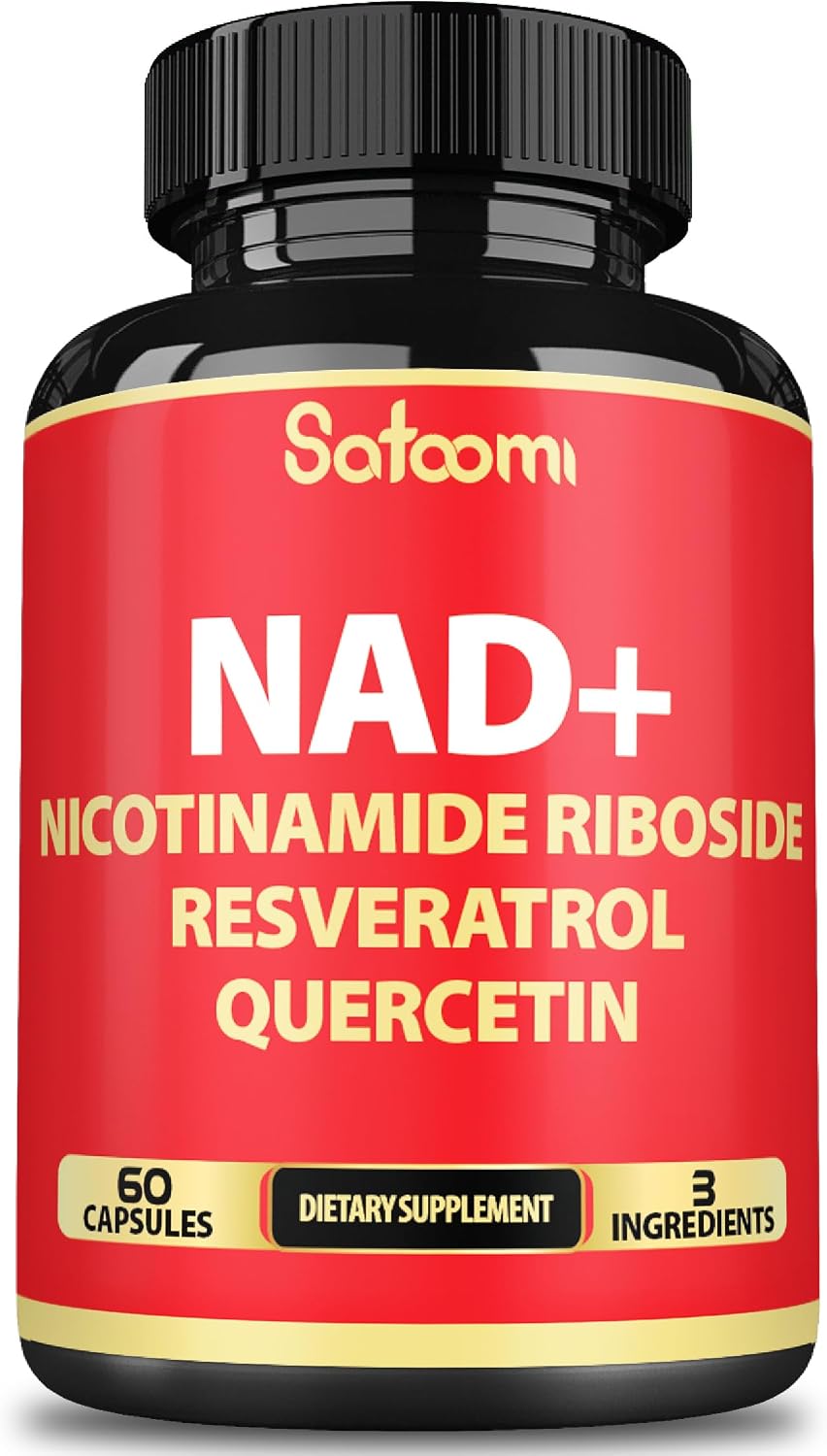 Satoomi Suplemento NAD con Nicotinamida Ribósido, Resveratrol y Quercetina - 60 Cápsulas - 30 Días