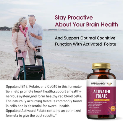 Activated Folate-L 5-MTHF DFE - Metilfolato con B12, CoQ10 y Frambuesa Roja - 500 mcg - 90 Cápsulas Vegetales