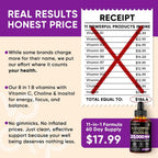 Venture Pal Vitamin B Complex Liquid Drops, B12 Metilcobalamina | B9 Fólico | B1,B2,B3,B5,B6,B7 - Vitamina C, Colina, Inositol, Apoyo Inmunológico y Metabolismo Energético, Cerebro y Corazón