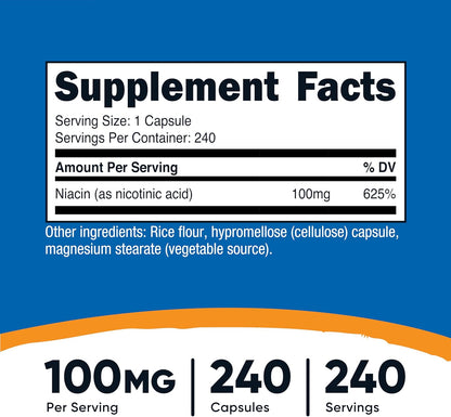 Nutricost Niacina (Vitamina B3) 100mg, 240 – Sistema nervioso: La niacina contribuye al funcionamiento normal del – Image 2